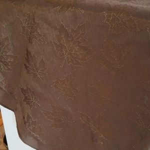 Beautiful brown leafed round tablecloth